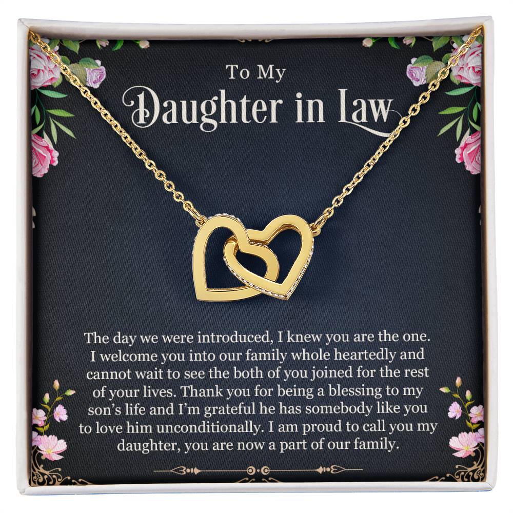 To My Daughter In Law | I Love You - Interlocking Hearts necklace
