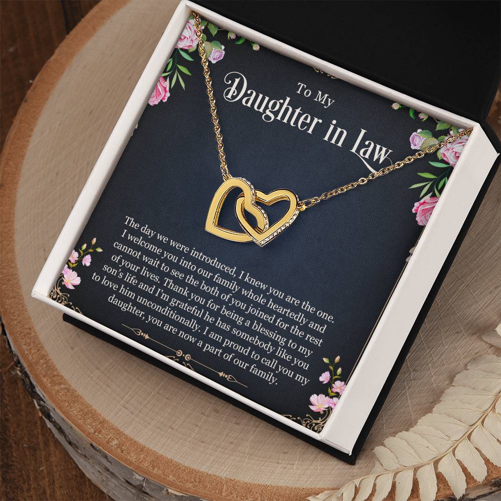 To My Daughter In Law | I Love You - Interlocking Hearts necklace