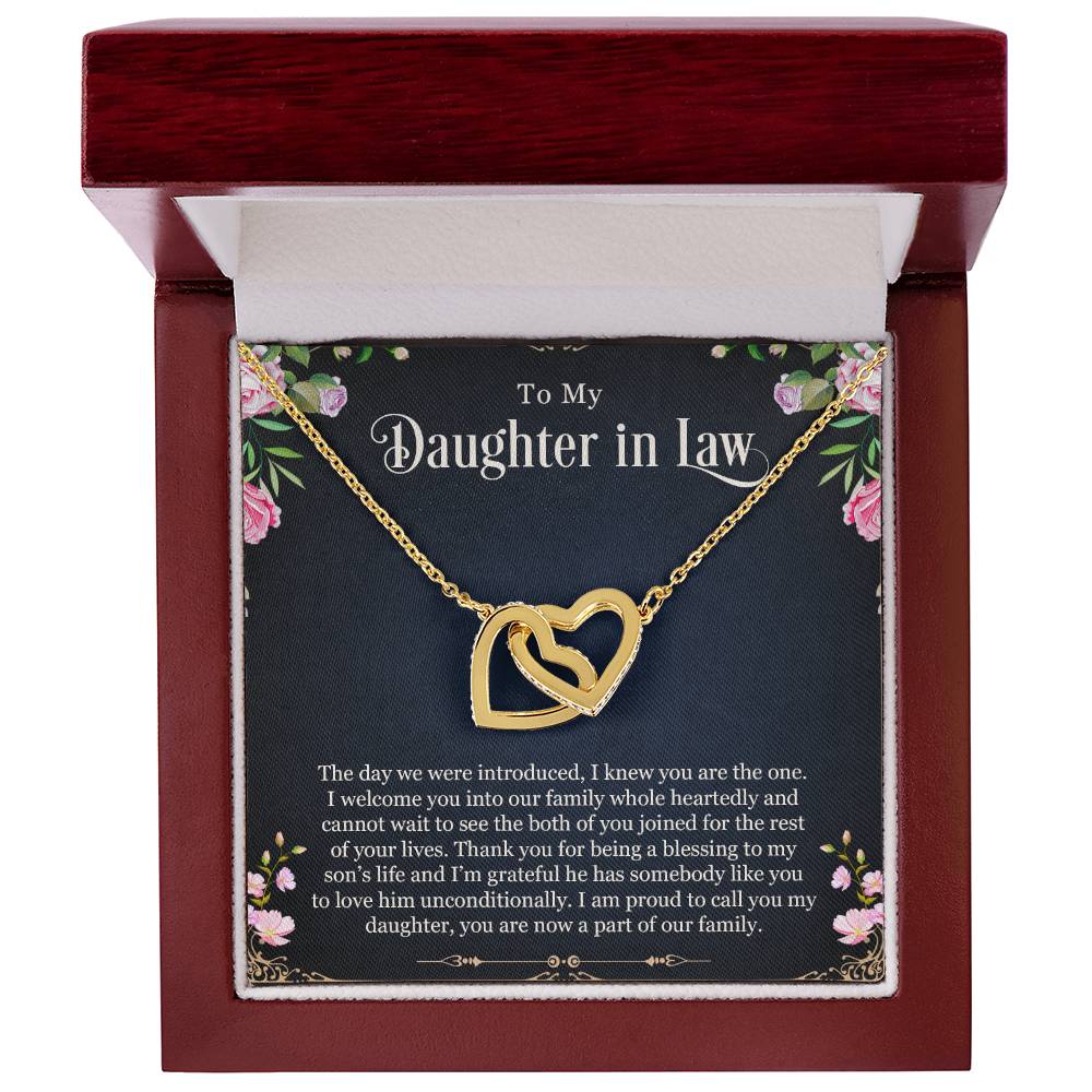 To My Daughter In Law | I Love You - Interlocking Hearts necklace