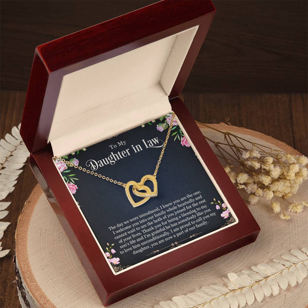 To My Daughter In Law | I Love You - Interlocking Hearts necklace