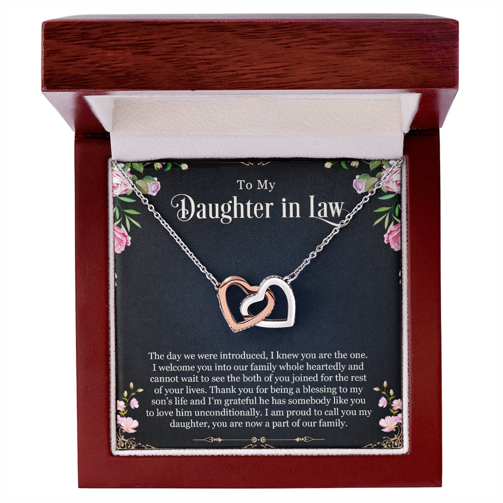 To My Daughter In Law | I Love You - Interlocking Hearts necklace