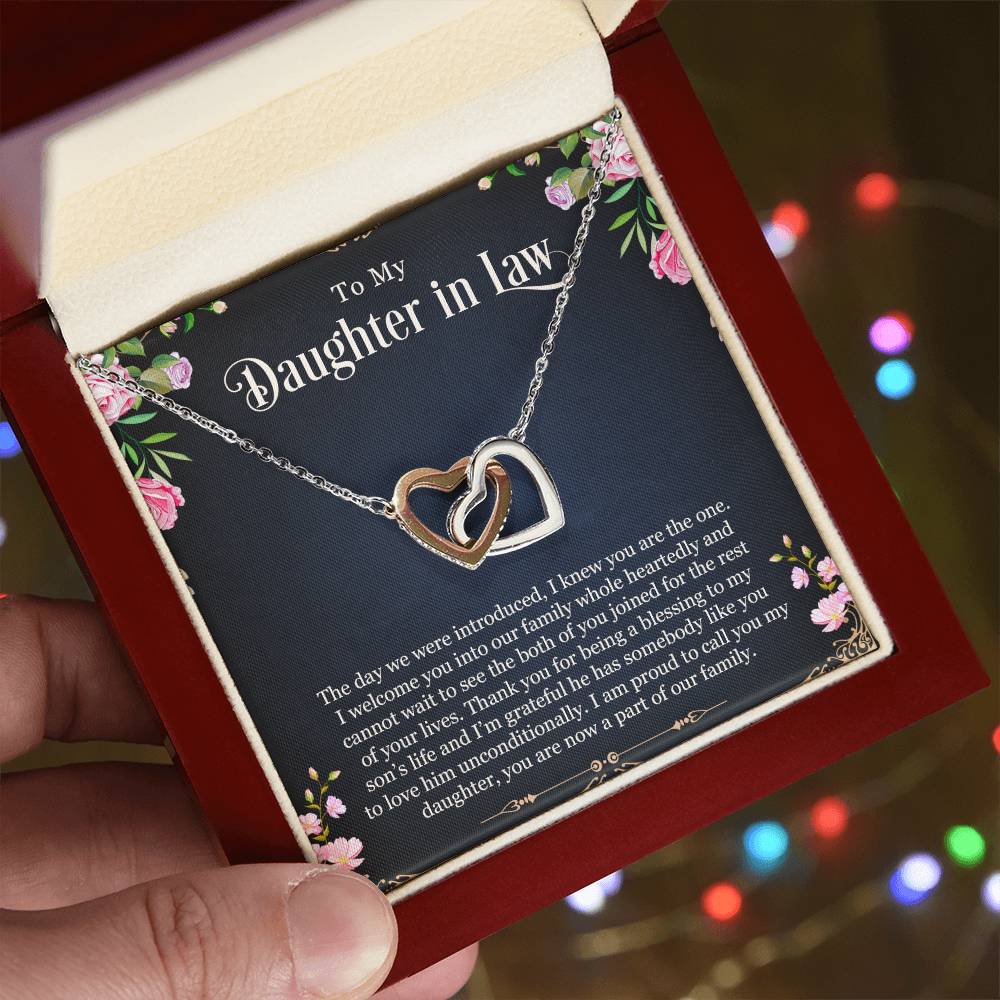 To My Daughter In Law | I Love You - Interlocking Hearts necklace